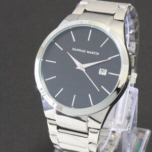 Men's Minimalist Quartz Watch Integrated Bracelet Silver-tone 40mm